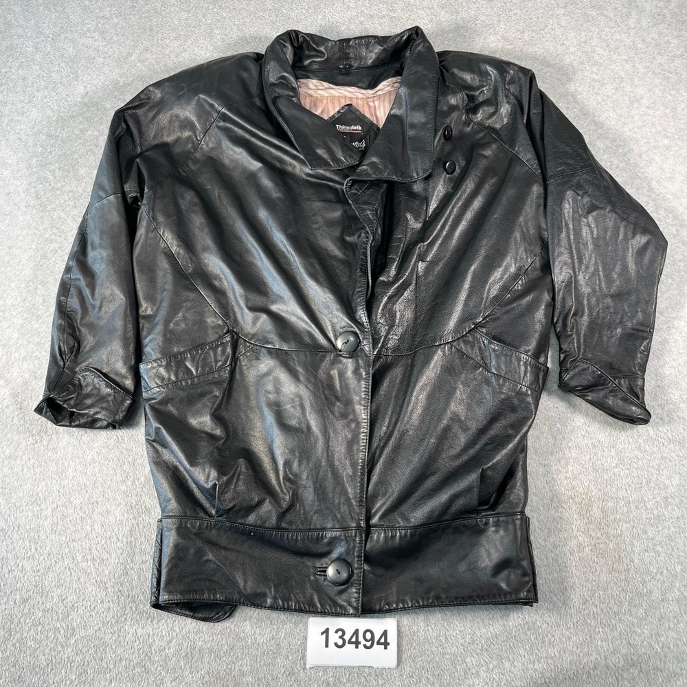Berman's Leather Jacket Women XS Black Good Vintage Thinsulate Insulated 80s